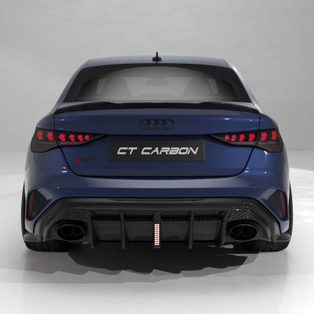 AUDI RS3 8Y 2025+ FACELIFT SALOON CARBON FIBRE DIFFUSER WITH LED LIGHT - V2 - CT DESIGN
