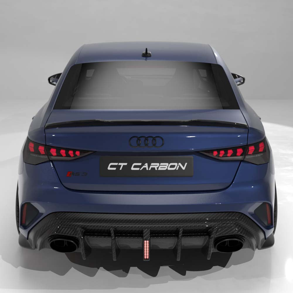 AUDI RS3 8Y 2025+ FACELIFT SALOON CARBON FIBRE DIFFUSER WITH LED LIGHT - V2 - CT DESIGN