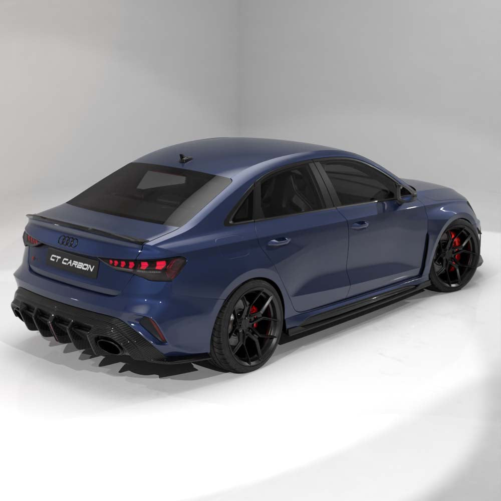 AUDI RS3 8Y 2025+ FACELIFT SALOON CARBON FIBRE DIFFUSER WITH LED LIGHT - V2 - CT DESIGN