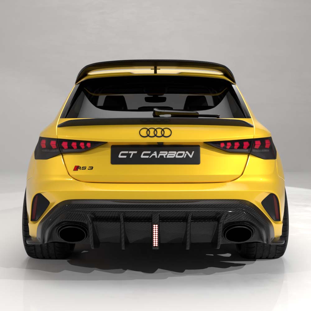 AUDI RS3 8Y 2025+ FACELIFT SPORTBACK CARBON FIBRE DIFFUSER WITH LED LIGHT - V2 - CT DESIGN