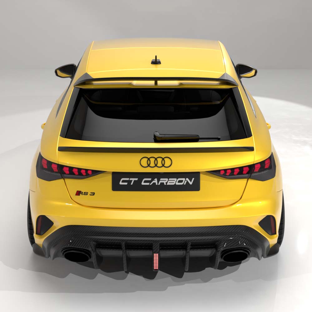 AUDI RS3 8Y 2025+ FACELIFT SPORTBACK CARBON FIBRE DIFFUSER WITH LED LIGHT - V2 - CT DESIGN
