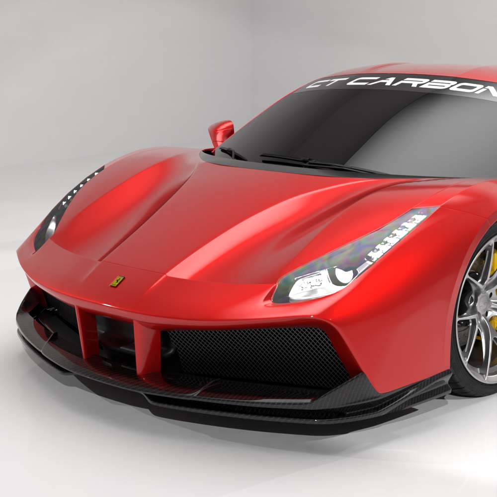 FERRARI 488 GTB COUPE & SPIDER CARBON FIBRE SPLITTER - CT DESIGN