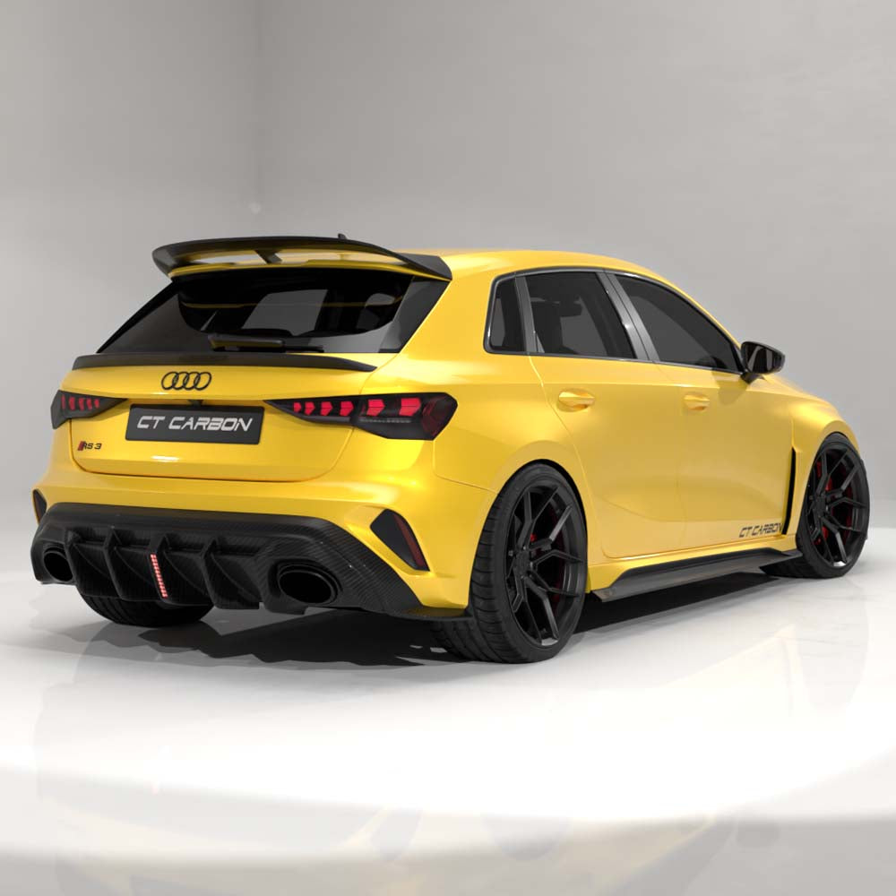 AUDI RS3 8Y 2025+ FACELIFT SPORTBACK CARBON FIBRE DIFFUSER WITH LED LIGHT - V2 - CT DESIGN