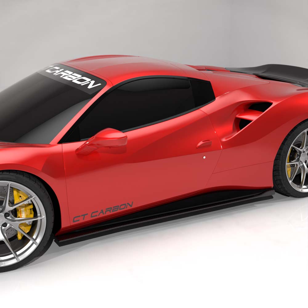 FERRARI 488 GTB COUPE & SPIDER CARBON FIBRE SIDE SKIRTS - CT DESIGN