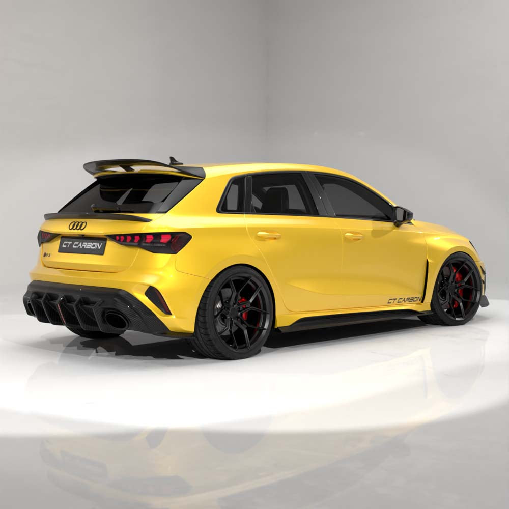 AUDI RS3 8Y 2025+ FACELIFT SPORTBACK CARBON FIBRE DIFFUSER WITH LED LIGHT - V2 - CT DESIGN