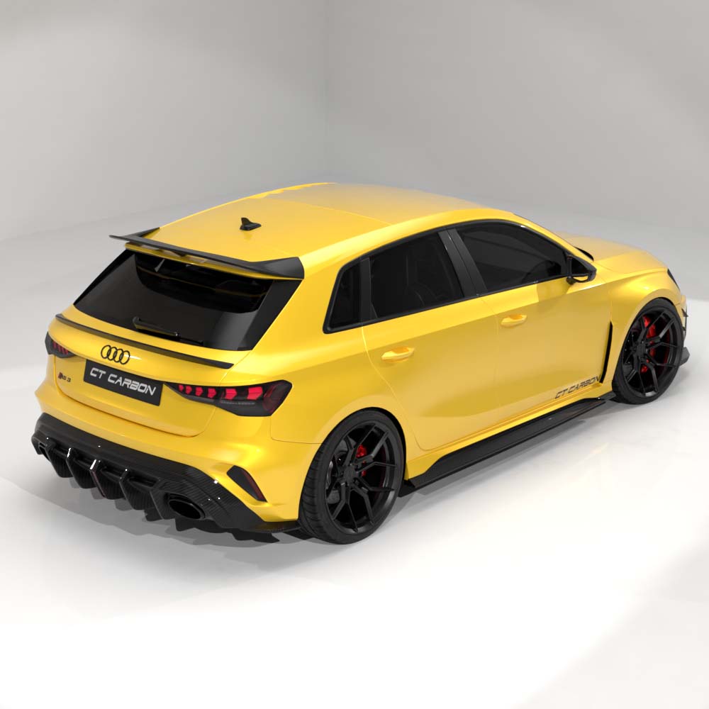 AUDI RS3 8Y 2025+ FACELIFT SPORTBACK CARBON FIBRE DIFFUSER WITH LED LIGHT - V2 - CT DESIGN