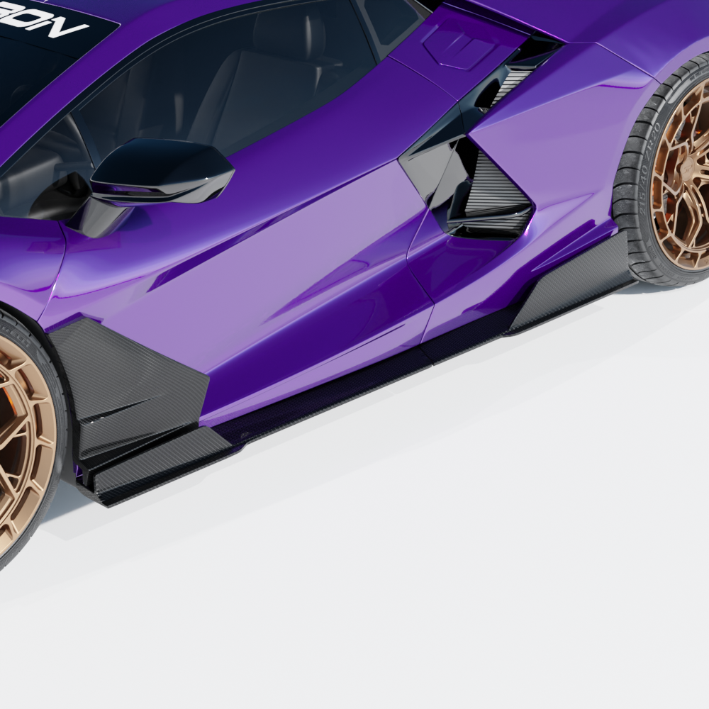 LAMBORGHINI REVUELTO MATTE CARBON FIBRE SIDE SKIRTS - CT DESIGN