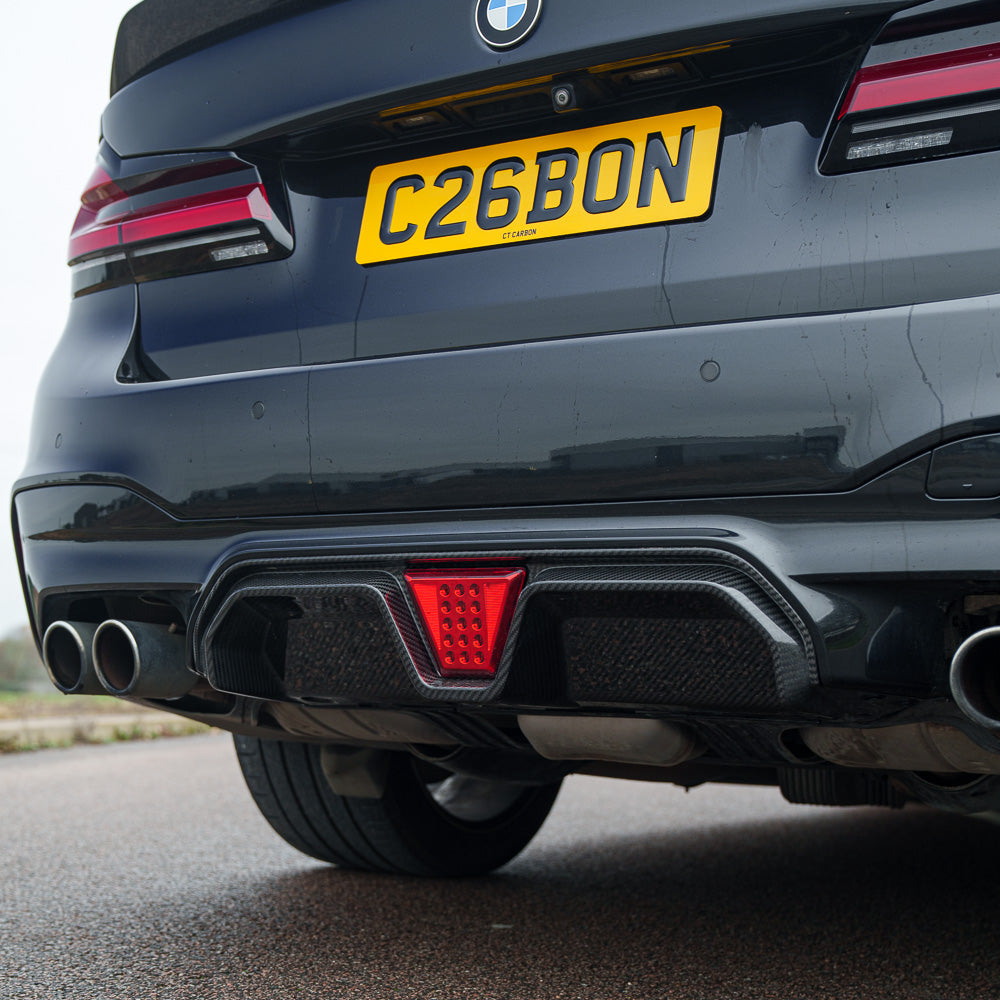 BMW M5 F90 2018-2024 PRE PREG CARBON FIBRE DIFFUSER WITH LED - V4