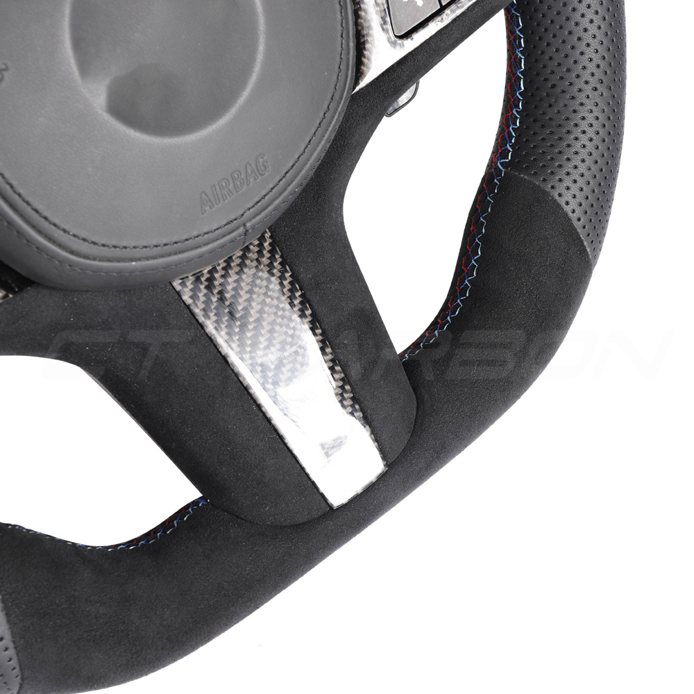 BMW G8X LEATHER / ALCANTARA FLAT BOTTOM CUSTOM STEERING WHEEL