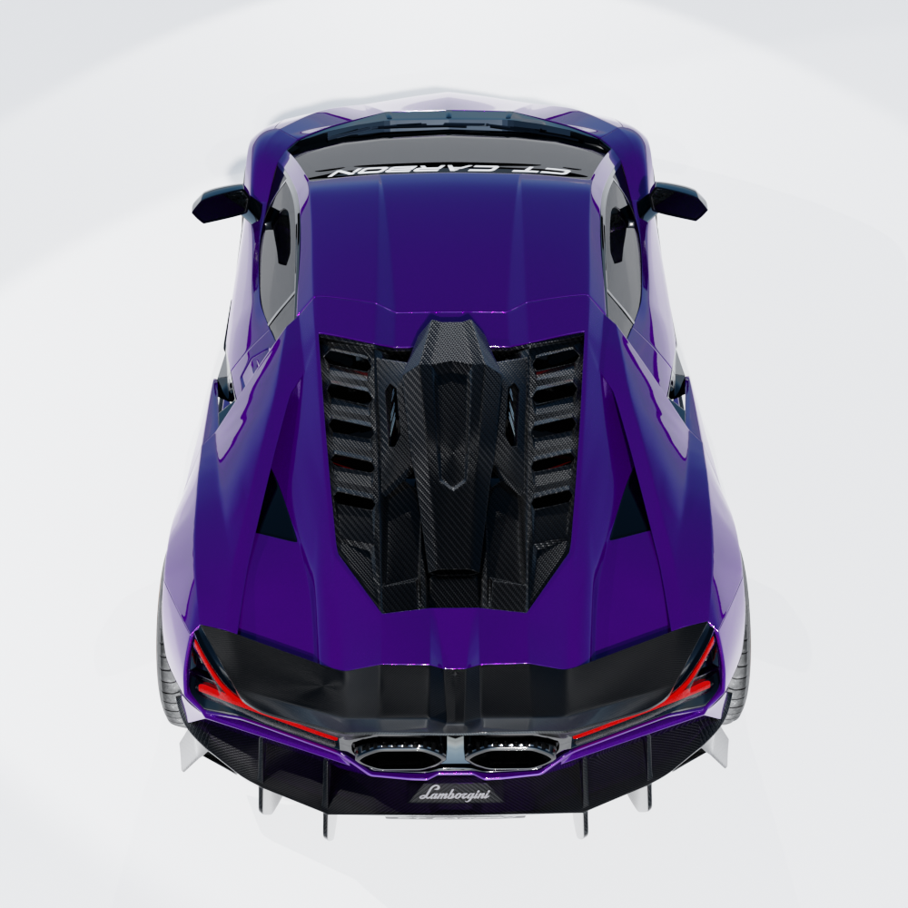 LAMBORGHINI REVUELTO MATTE CARBON FIBRE ENGINE COVER & ROOF SCOOP - CT DESIGN
