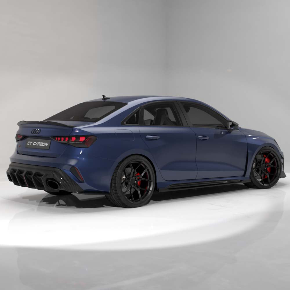 AUDI RS3 8Y 2025+ FACELIFT SALOON CARBON FIBRE DIFFUSER WITH LED LIGHT - V2 - CT DESIGN