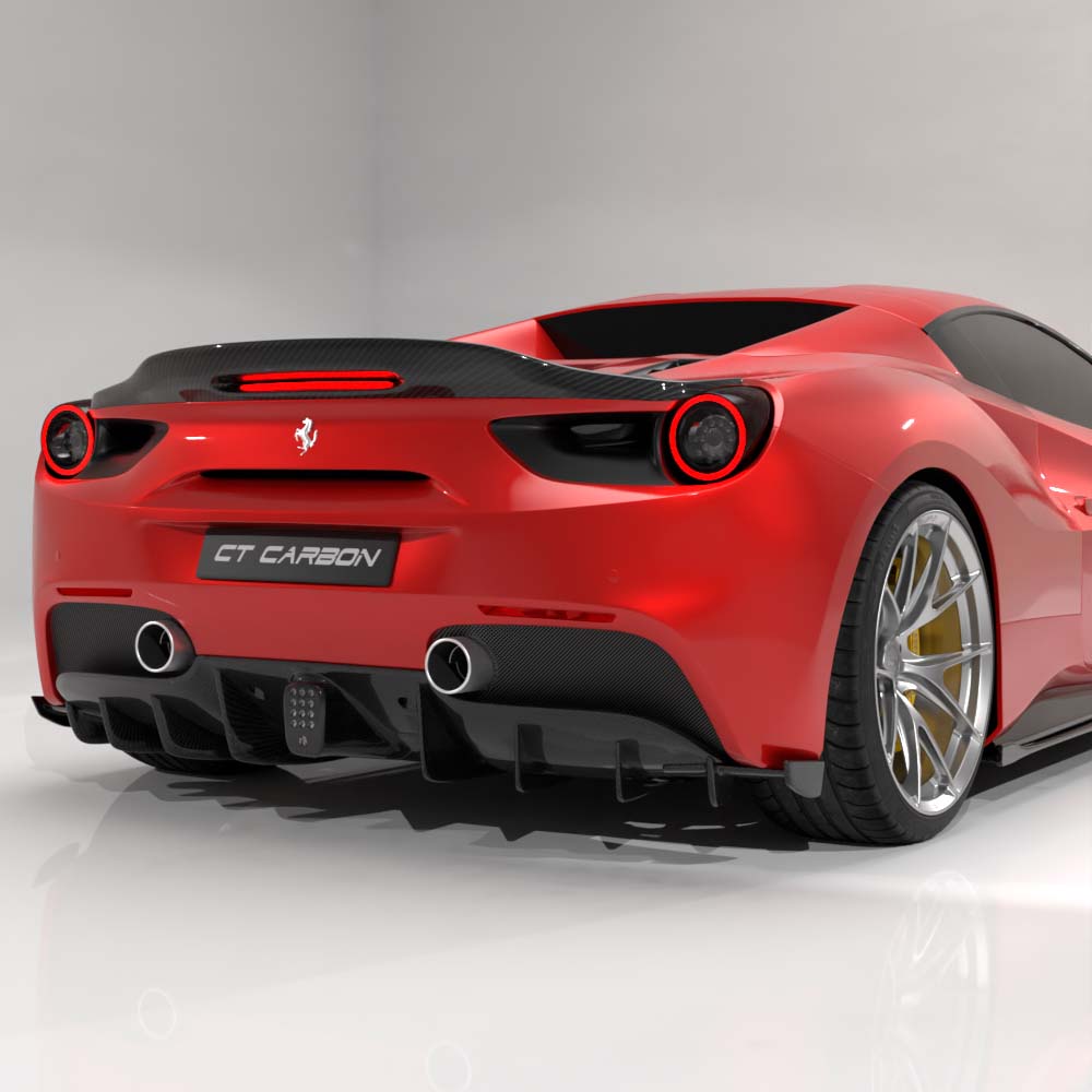 FERRARI 488 GTB COUPE & SPIDER CARBON FIBRE DIFFUSER - CT DESIGN
