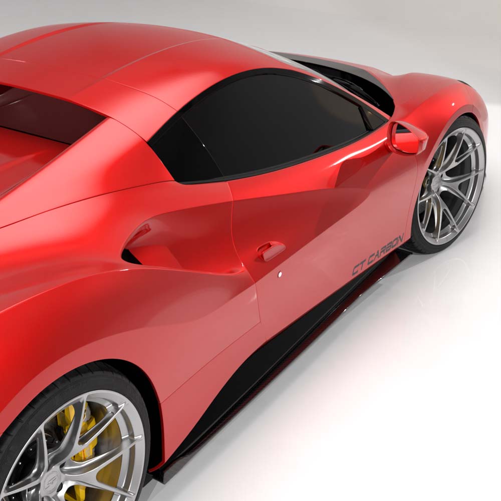 FERRARI 488 GTB COUPE & SPIDER CARBON FIBRE SIDE SKIRTS - CT DESIGN
