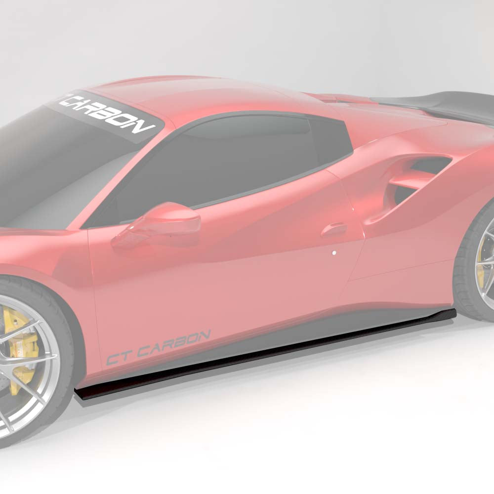 FERRARI 488 GTB COUPE & SPIDER CARBON FIBRE SIDE SKIRTS - CT DESIGN