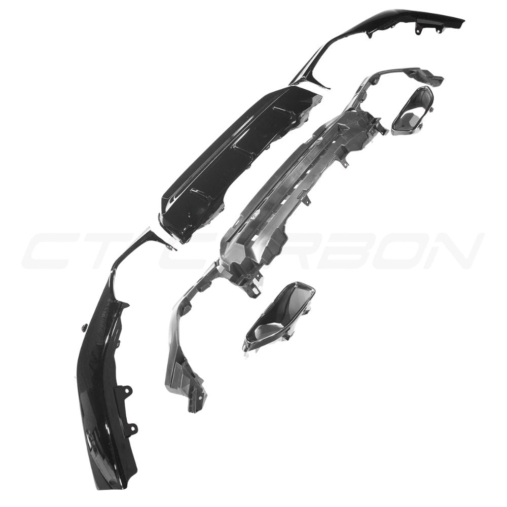 BMW G42 2 SERIES 2022+ GLOSS BLACK DIFFUSER WITH TIPS - V1