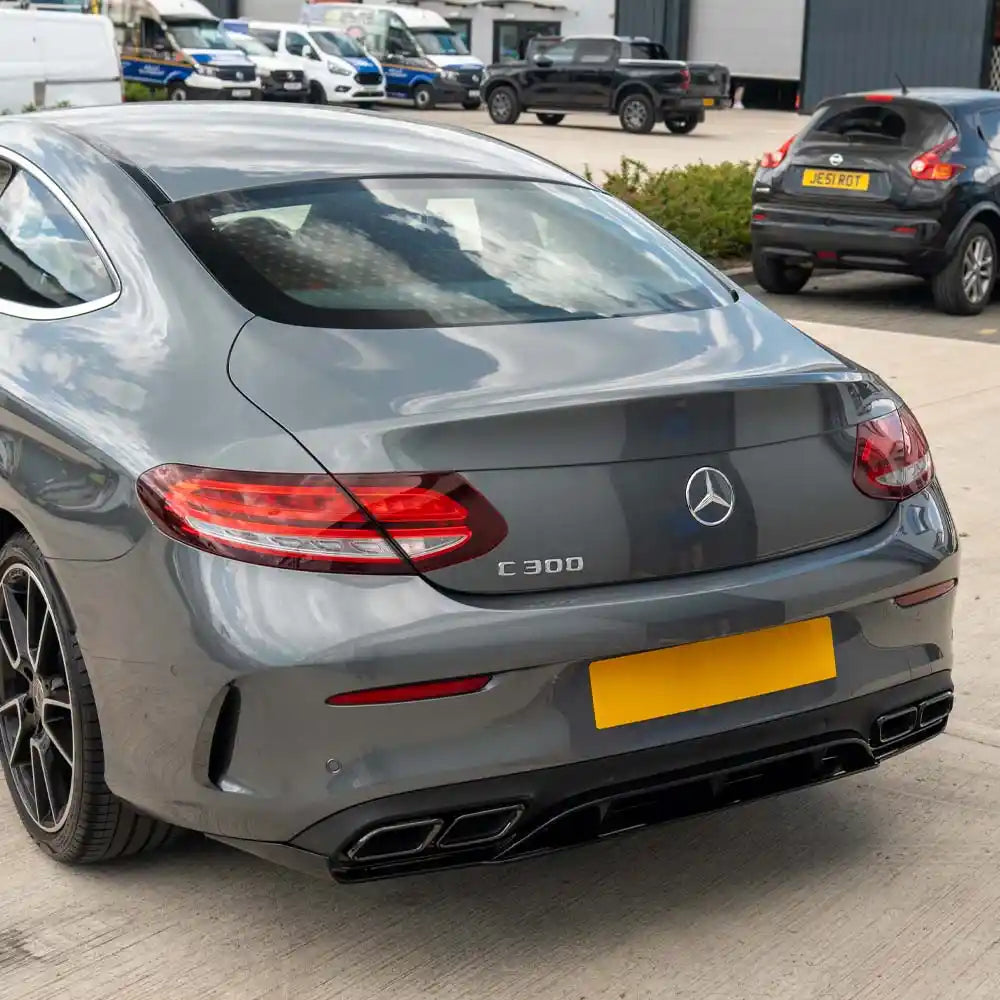 MERCEDES C-CLASS COUPE W205 GLOSS BLACK DIFFUSER & BLACK TIPS