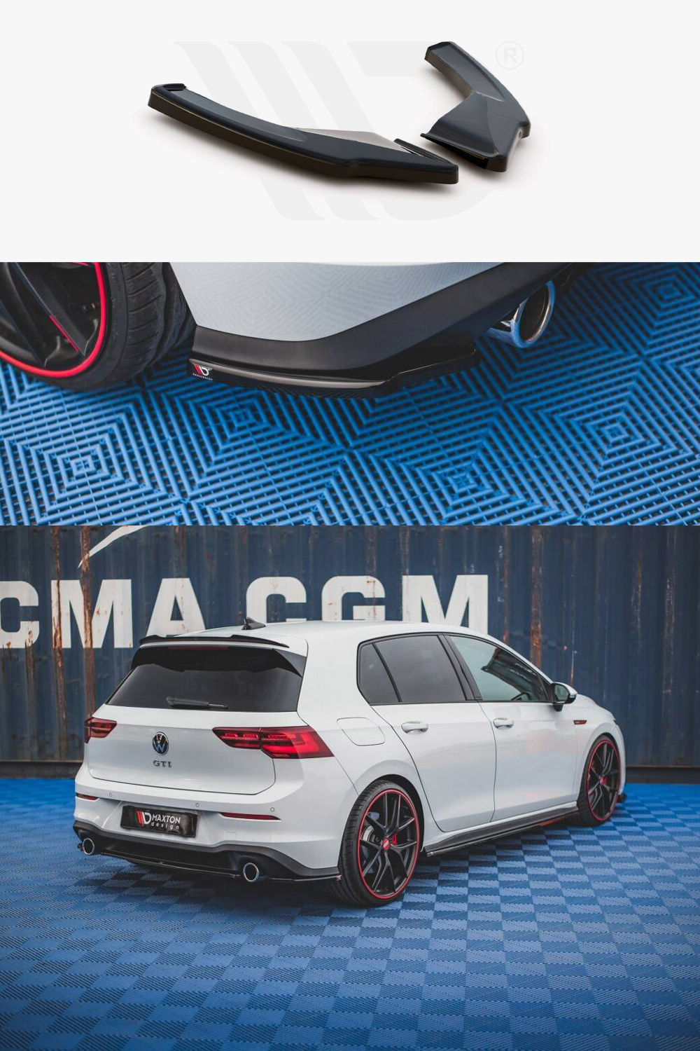 Golf GTI MK8 Maxton Design Carbon Look Rear Side Splitters