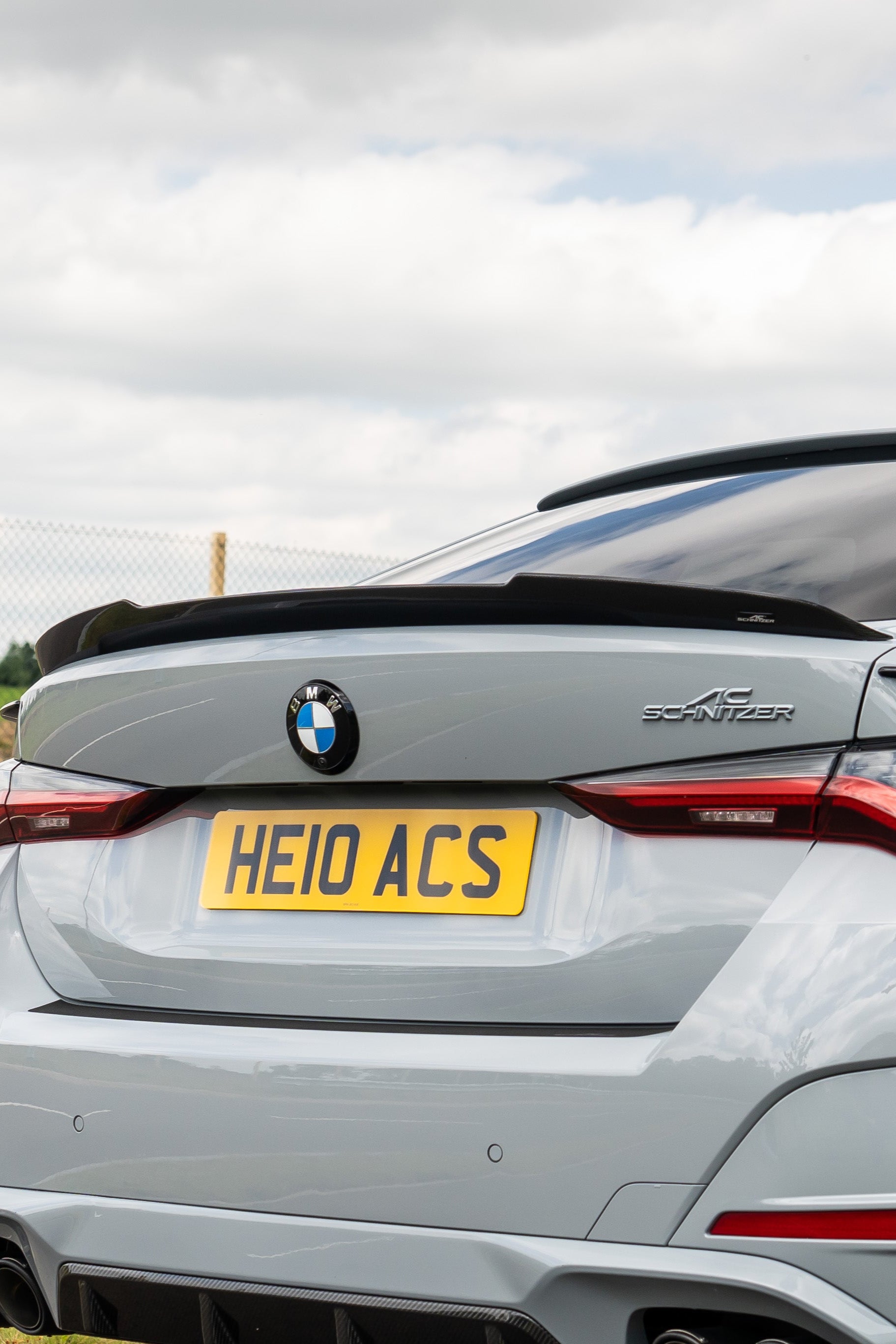 Back of a Grey Car with an AC Schnitzer spoiler fitted