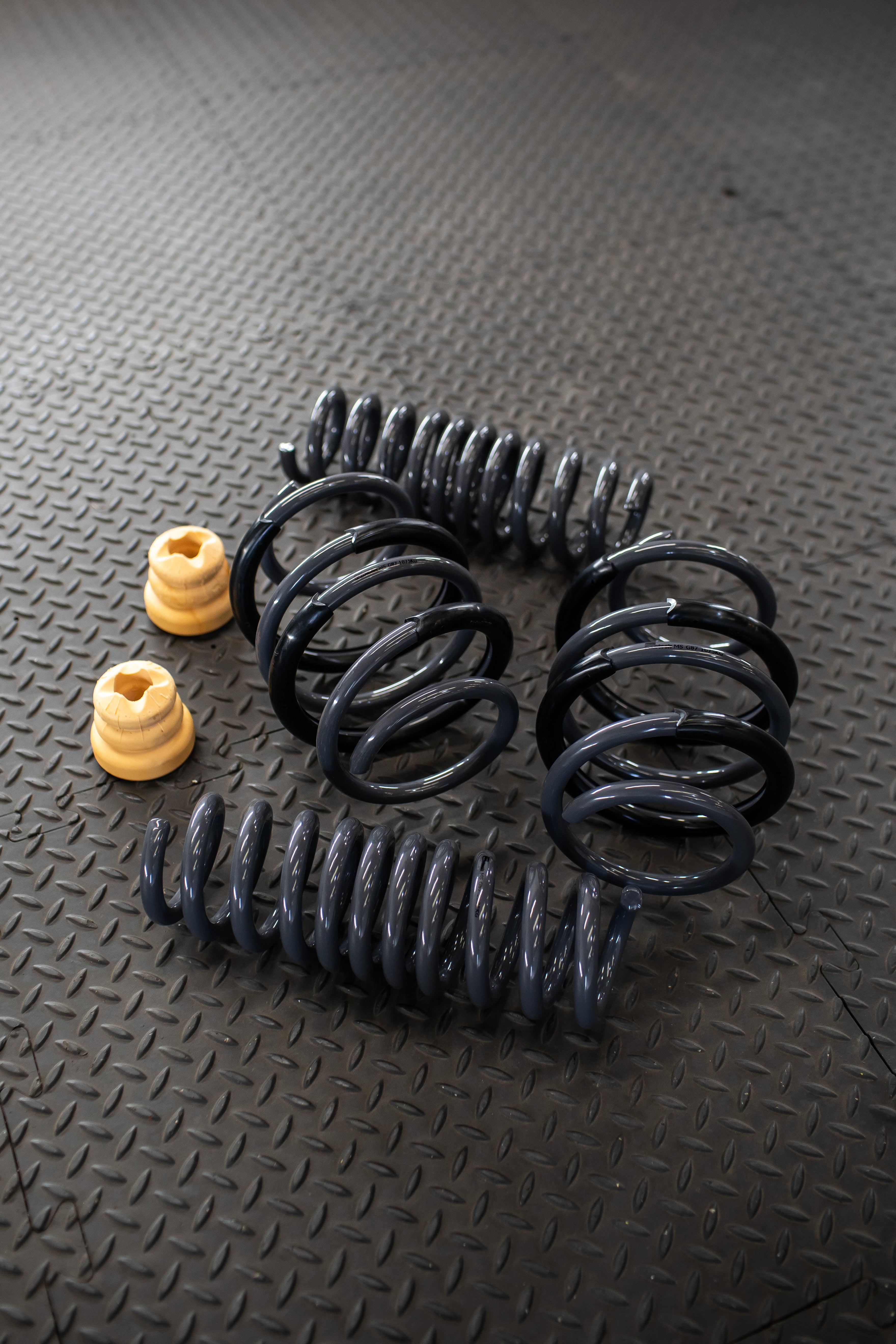 Grey Lowering Springs and Bump Stops.