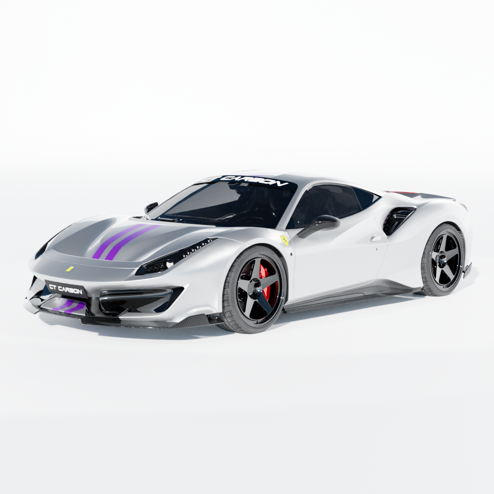 FERRARI 488 PISTA CARBON FIBRE SIDE SKIRTS - CT DESIGN